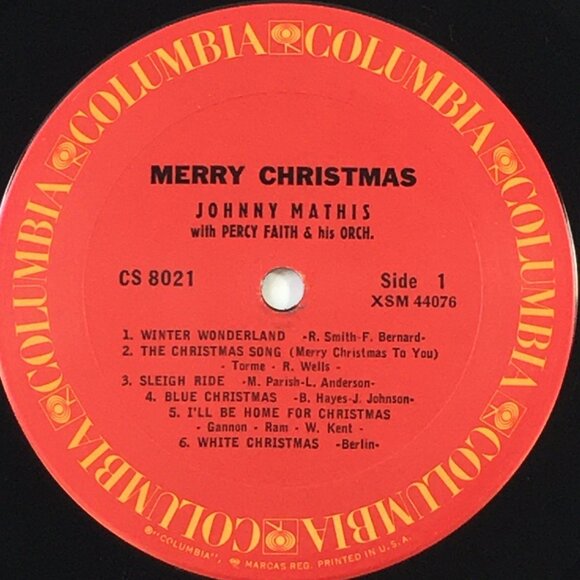 Johnny Mathis "Merry Christmas" Vinyl Record 12 Songs Stereo Columbia CS 8021 - Picture 5 of 7